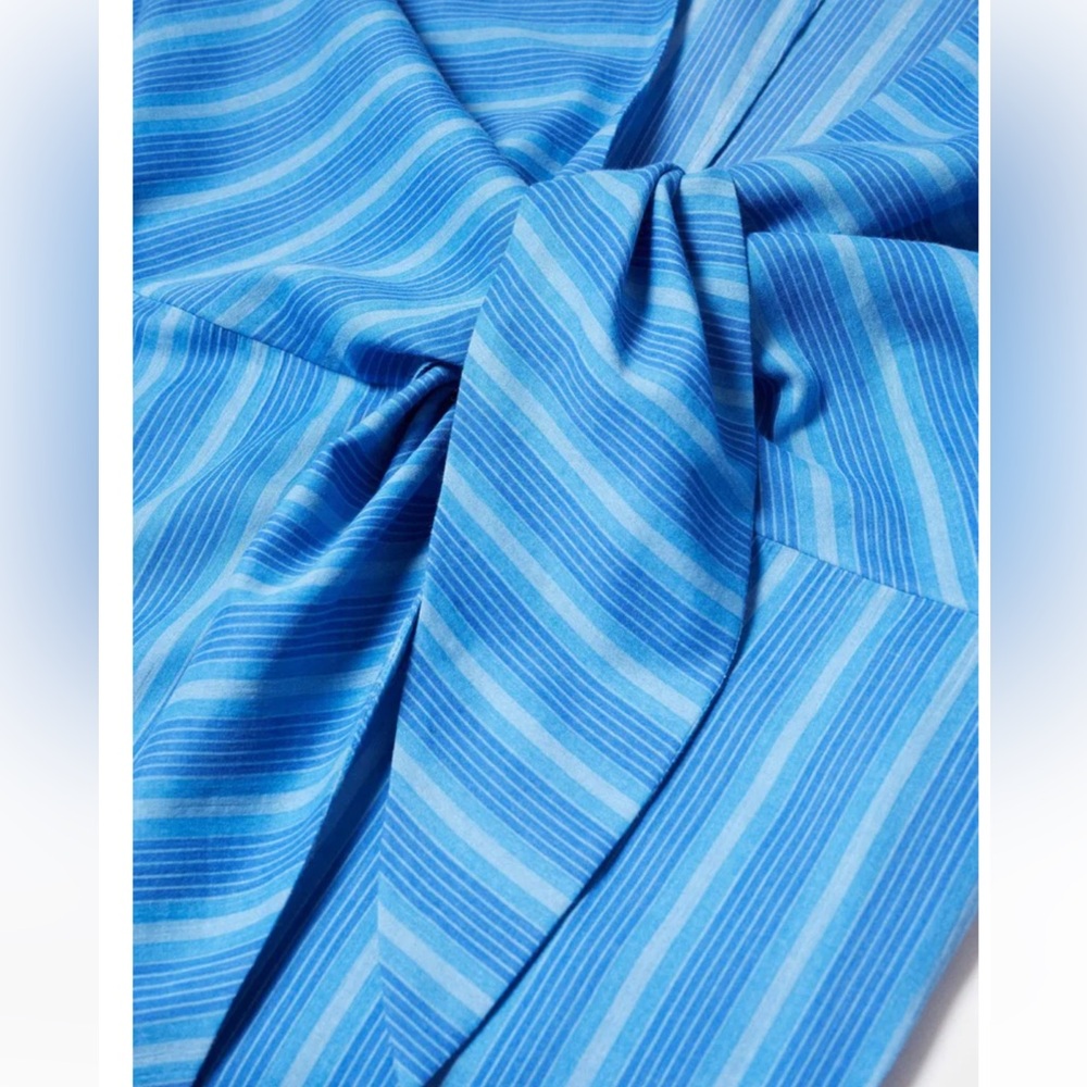 New! Mango X Simon Miller XS/2 Blue Striped Dress with knot detail. - Picture 9 of 12